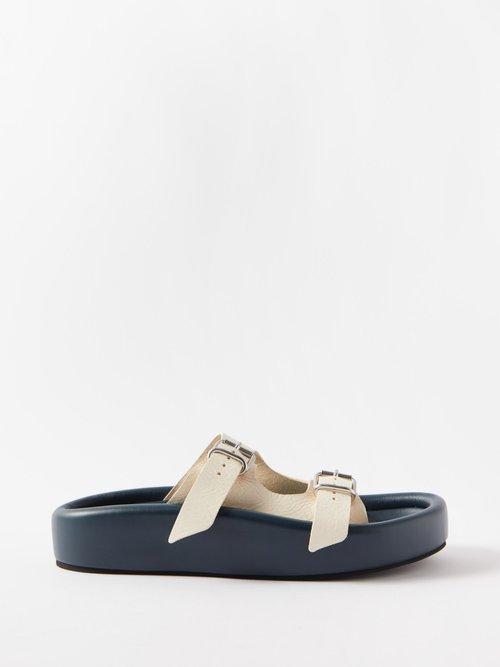Mm6 Maison Margiela - Double-strap Leather Sandals - Mens - Navy White