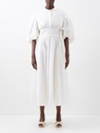 Roksanda - Madalena Puff-sleeve Cotton-poplin Dress - Womens - White