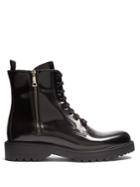 Prada Lace-up Leather Ankle Boots