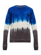 Matchesfashion.com The Elder Statesman - Tie Dyed Palm Tree Motif Cashmere Sweater - Mens - Blue White