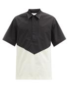 Jil Sander - Contrast-panel Cotton Short-sleeved Shirt - Mens - Black White