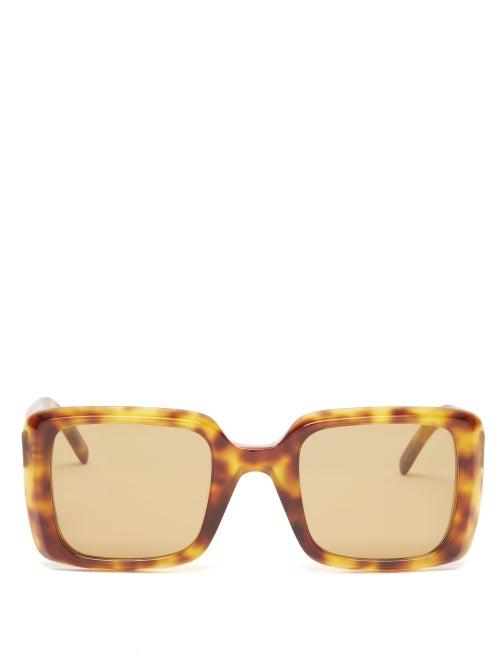 Saint Laurent - Square Tortoiseshell Acetate Sunglasses - Womens - Brown