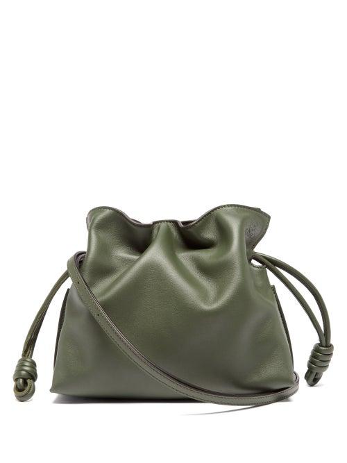 Loewe - Flamenco Mini Leather Clutch Bag - Womens - Khaki