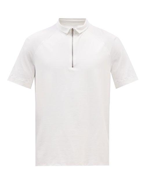 Jacques - Zipped Jersey Polo Shirt - Mens - White