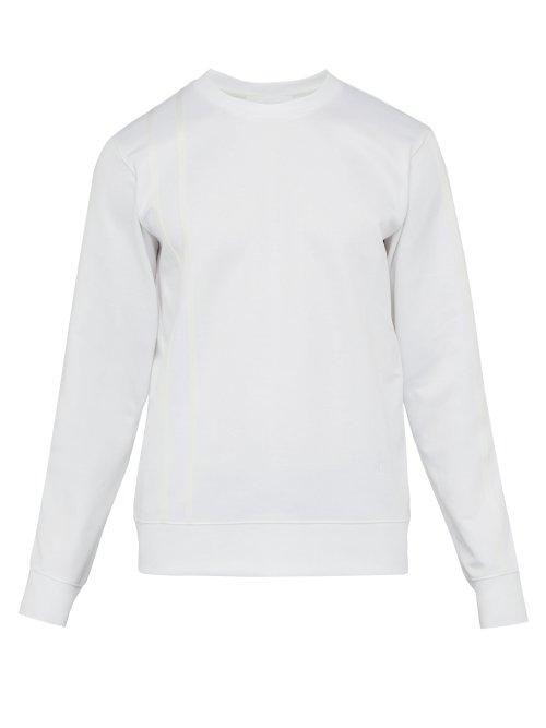 Matchesfashion.com Helmut Lang - Logo Embroidered Appliqu Stripe Sweatshirt - Mens - White