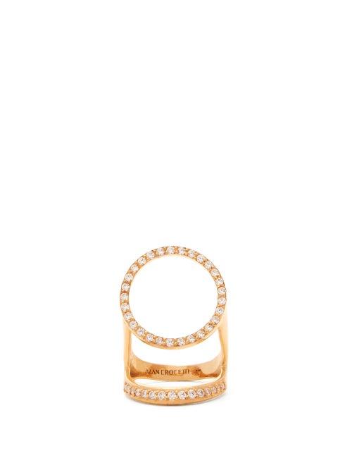 Matchesfashion.com Alan Crocetti - Halo Crystal Embellished Sterling Silver Ring - Womens - Gold