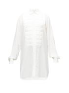 Matchesfashion.com Bottega Veneta - Quilted-bib Longline Silk Shirt - Womens - White