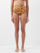 Ulla Johnson - Floral-print High-rise Bikini Briefs - Womens - Orange Print