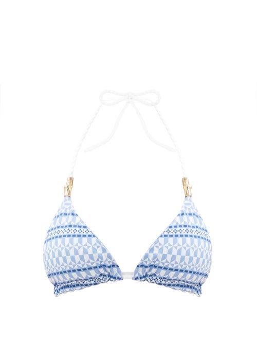 Matchesfashion.com Heidi Klein - Malta Reversible Printed Bikini Top - Womens - Blue Print