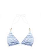 Matchesfashion.com Heidi Klein - Malta Reversible Printed Bikini Top - Womens - Blue Print