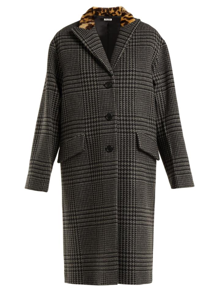 Miu Miu Single-breasted Wool And Faux-fur Coat