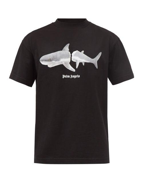 Palm Angels - Shark-logo Cotton-jersey T-shirt - Mens - Black