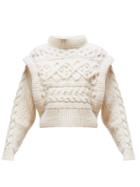 Matchesfashion.com Isabel Marant - Milane Cable Knit Merino Wool Sweater - Womens - Ivory