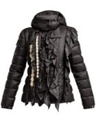 Matchesfashion.com 4 Moncler Simone Rocha - Darcy Ruffle And Pearl Quilted Down Jacket - Womens - Black