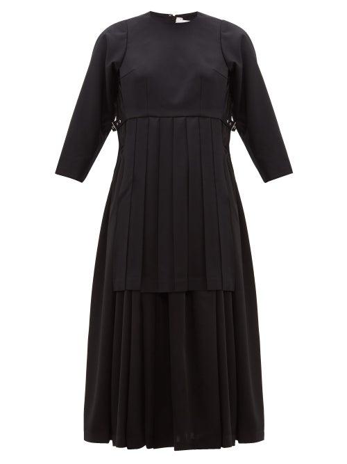 Matchesfashion.com Noir Kei Ninomiya - Pleated Wool Twill Dress - Womens - Black