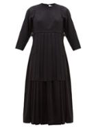 Matchesfashion.com Noir Kei Ninomiya - Pleated Wool Twill Dress - Womens - Black