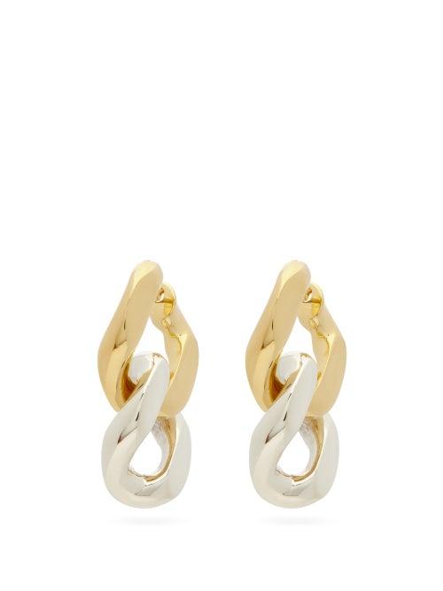 Matchesfashion.com Bottega Veneta - Curb-link Gold-plated Silver Earrings - Womens - Silver Gold