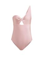 Matchesfashion.com Skin - The Phoebe One Shoulder Swimsuit - Womens - Pink