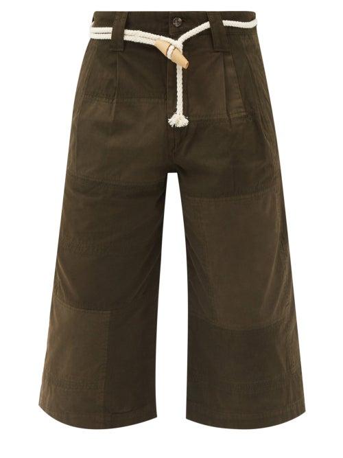 Matchesfashion.com Jw Anderson - Patchworked Cotton-twill Low-cut Shorts - Mens - Khaki