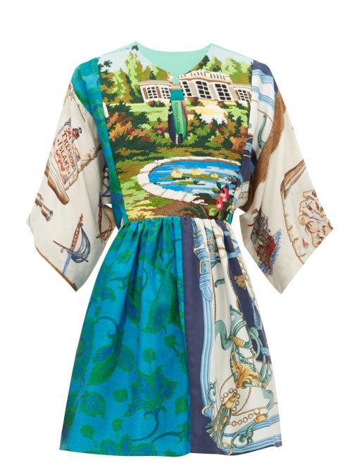 Matchesfashion.com Rianna + Nina - Vintage Patchwork Tapestry Panel Silk Top - Womens - Multi