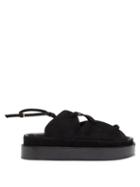 Matchesfashion.com Co - Lace-up Suede And Leather Flatform Sandals - Womens - Black