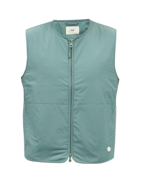 Folk - Zipped Recycled-nylon Gilet - Mens - Green