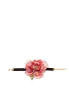 Matchesfashion.com Dolce & Gabbana - Floral Silk-organza And Velvet Choker - Womens - Red