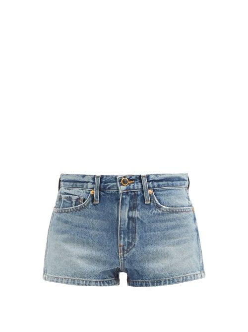 Matchesfashion.com Khaite - Charlotte Mid-rise Denim Shorts - Womens - Light Blue