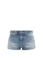 Matchesfashion.com Khaite - Charlotte Mid-rise Denim Shorts - Womens - Light Blue