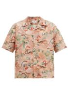 Matchesfashion.com Dunhill - Tropical Bird Print Silk Shirt - Mens - Orange