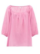 Matchesfashion.com Rhode - Stella Square-neck Cotton-muslin Top - Womens - Pink