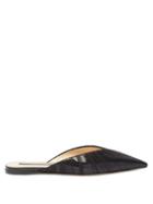Matchesfashion.com Midnight 00 - Tulle-covered Patent-leather Backless Loafer - Womens - Black