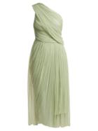 Matchesfashion.com Maria Lucia Hohan - Willa One Shoulder Pleated Tulle Dress - Womens - Light Green