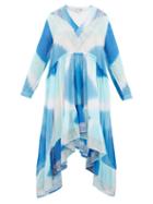 Matchesfashion.com Juliet Dunn - Embroidered Tie-dye Cotton Kaftan - Womens - Blue Multi