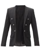 Mens Rtw Balmain - Double-breasted Wool-twill Blazer - Mens - Black
