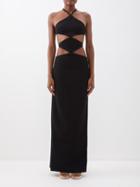 Monot - Diamond Cutout Crepe Maxi Dress - Womens - Black