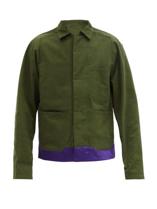 Matchesfashion.com Haider Ackermann - Silk-satin Trimmed Cotton-canvas Jacket - Mens - Green