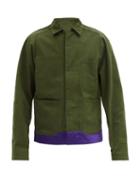 Matchesfashion.com Haider Ackermann - Silk-satin Trimmed Cotton-canvas Jacket - Mens - Green