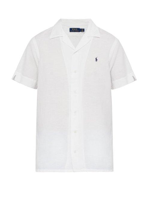 Matchesfashion.com Polo Ralph Lauren - Logo Embroidered Linen Blend Shirt - Mens - White