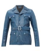 Matchesfashion.com Givenchy - Belted Leather Jacket - Mens - Blue