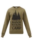 Maison Kitsun - Logo-print Organic-cotton Blend Sweatshirt - Mens - Green