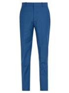 Matchesfashion.com Alexander Mcqueen - Mid Rise Slim Leg Wool Blend Trousers - Mens - Light Blue