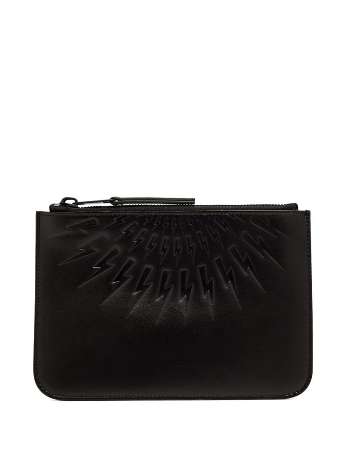 Neil Barrett Thunderbolt Debossed Leather Pouch