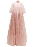 Matchesfashion.com Rochas - Tiered Silk Organza Gown - Womens - Light Pink