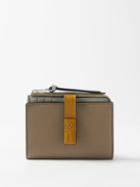Loewe - Anagram Zipped Leather Bi-fold Wallet - Womens - Khaki