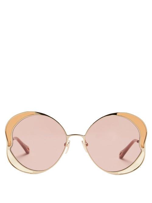 Matchesfashion.com Chlo - Butterfly Metal And Acetate Sunglasses - Womens - Gold