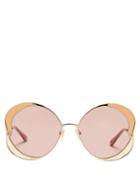 Matchesfashion.com Chlo - Butterfly Metal And Acetate Sunglasses - Womens - Gold