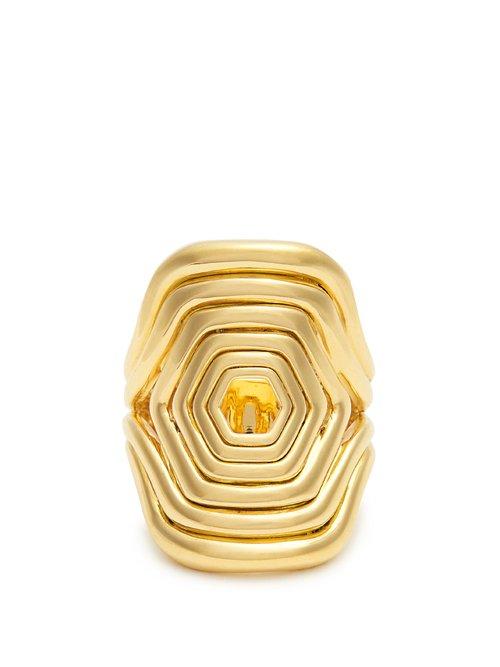 Matchesfashion.com Fernando Jorge - Yellow Gold Cushioned Lines Ring - Womens - Gold