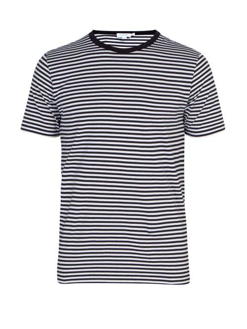 Matchesfashion.com Sunspel - Striped Cotton Jersey T Shirt - Mens - White Navy