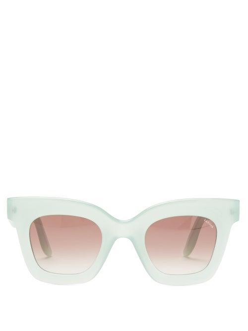 Matchesfashion.com Lapima - Lisa Square Acetate Sunglasses - Womens - Light Green